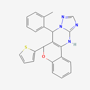 molecular formula C23H18N4OS B2436878 6-(thiophen-2-yl)-7-(o-tolyl)-7,12-dihydro-6H-chromeno[4,3-d][1,2,4]triazolo[1,5-a]pyrimidine CAS No. 868147-22-2