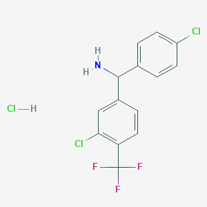 molecular formula C14H11Cl3F3N B2436884 (4-氯苯基)-[3-氯-4-(三氟甲基)苯基]甲胺;盐酸盐 CAS No. 2243507-99-3