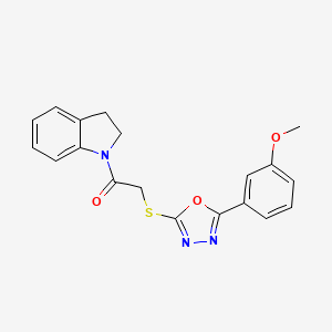 molecular formula C19H17N3O3S B2436900 1-(Indolin-1-yl)-2-((5-(3-methoxyphenyl)-1,3,4-oxadiazol-2-yl)thio)ethanone CAS No. 460339-40-6