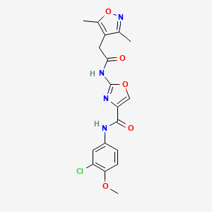 N-(3-chloro-4-methoxyphenyl)-2-(2-(3,5-dimethylisoxazol-4-yl)acetamido)oxazole-4-carboxamide