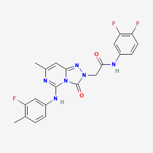 molecular formula C21H17F3N6O2 B2436906 N~1~-(3,4-difluorophenyl)-2-[5-(3-fluoro-4-methylanilino)-7-methyl-3-oxo[1,2,4]triazolo[4,3-c]pyrimidin-2(3H)-yl]acetamide CAS No. 1251553-30-6