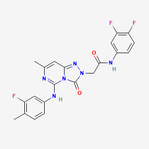 molecular formula C21H17F3N6O2 B2436906 N-(3,4-ジフルオロフェニル)-2-{5-[(3-フルオロ-4-メチルフェニル)アミノ]-7-メチル-3-オキソ-2H,3H-[1,2,4]トリアゾロ[4,3-c]ピリミジン-2-イル}アセトアミド CAS No. 1251553-30-6