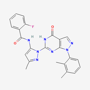 N-(1-(1-(2,3-dimethylphenyl)-4-oxo-4,5-dihydro-1H-pyrazolo[3,4-d]pyrimidin-6-yl)-3-methyl-1H-pyrazol-5-yl)-2-fluorobenzamide