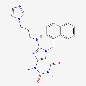 molecular formula C23H23N7O2 B2436922 8-((3-(1H-咪唑-1-基)丙基)氨基)-3-甲基-7-(萘-1-基甲基)-1H-嘌呤-2,6(3H,7H)-二酮 CAS No. 476480-07-6