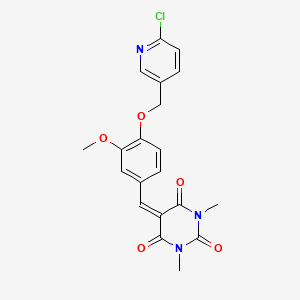 molecular formula C20H18ClN3O5 B2436929 5-({4-[(6-氯-3-吡啶基)甲氧基]-3-甲氧基苯基}亚甲基)-1,3-二甲基-2,4,6(1H,3H,5H)-嘧啶三酮 CAS No. 861207-63-8