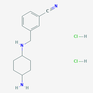 molecular formula C14H21Cl2N3 B2436932 3-[(1R*,4R*)-4-氨基环己基氨基]甲基-苯甲腈二盐酸盐 CAS No. 1286264-30-9