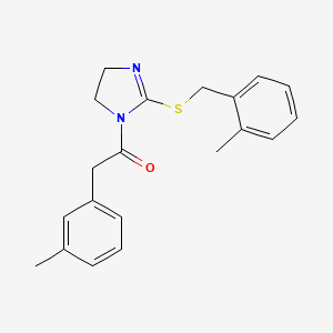 molecular formula C20H22N2OS B2436934 1-(2-((2-甲基苄基)硫代)-4,5-二氢-1H-咪唑-1-基)-2-(间甲苯基)乙酮 CAS No. 851801-37-1