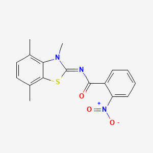 molecular formula C17H15N3O3S B2436936 2-nitro-N-(3,4,7-trimethyl-1,3-benzothiazol-2-ylidene)benzamide CAS No. 868370-41-6