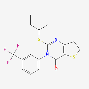 molecular formula C17H17F3N2OS2 B2436938 2-(sec-butylthio)-3-(3-(trifluoromethyl)phenyl)-6,7-dihydrothieno[3,2-d]pyrimidin-4(3H)-one CAS No. 894011-61-1