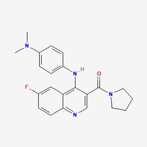 (4-((4-(Dimethylamino)phenyl)amino)-6-fluoroquinolin-3-yl)(pyrrolidin-1-yl)methanone
