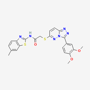 molecular formula C23H20N6O3S2 B2436945 2-((3-(3,4-二甲氧基苯基)-[1,2,4]三唑并[4,3-b]哒嗪-6-基)硫代)-N-(6-甲基苯并[d]噻唑-2-基)乙酰胺 CAS No. 852437-79-7