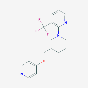 molecular formula C17H18F3N3O B2436948 2-[3-(Pyridin-4-yloxymethyl)piperidin-1-yl]-3-(trifluoromethyl)pyridine CAS No. 2380098-20-2