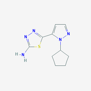 molecular formula C10H13N5S B2436953 5-(2-Cyclopentylpyrazol-3-yl)-1,3,4-thiadiazol-2-amine CAS No. 1946817-61-3