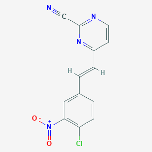 molecular formula C13H7ClN4O2 B2436954 4-[(E)-2-(4-Chloro-3-nitrophenyl)ethenyl]pyrimidine-2-carbonitrile CAS No. 1936412-56-4