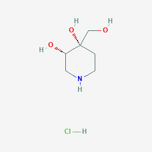 molecular formula C6H14ClNO3 B2436955 (3S,4S)-4-(羟甲基)哌啶-3,4-二醇；盐酸盐 CAS No. 2460740-23-0