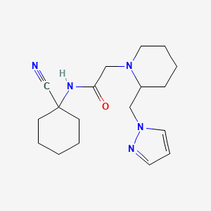 molecular formula C18H27N5O B2436956 N-(1-cyanocyclohexyl)-2-{2-[(1H-pyrazol-1-yl)methyl]piperidin-1-yl}acetamide CAS No. 1355909-41-9