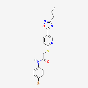molecular formula C18H17BrN4O2S B2436963 N-(4-溴苯基)-2-((5-(3-丙基-1,2,4-噁二唑-5-基)吡啶-2-基)硫)乙酰胺 CAS No. 1251681-14-7