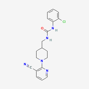 molecular formula C19H20ClN5O B2436964 1-(2-Chlorophenyl)-3-((1-(3-cyanopyridin-2-yl)piperidin-4-yl)methyl)urea CAS No. 1797124-29-8
