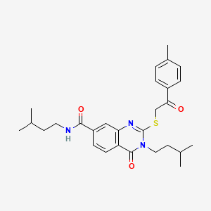 molecular formula C28H35N3O3S B2436965 N,3-diisopentyl-4-oxo-2-((2-oxo-2-(p-tolyl)ethyl)thio)-3,4-dihydroquinazoline-7-carboxamide CAS No. 1113136-37-0