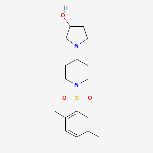 molecular formula C17H26N2O3S B2436972 1-(1-((2,5-二甲苯基)磺酰基)哌啶-4-基)吡咯烷-3-醇 CAS No. 1448133-59-2