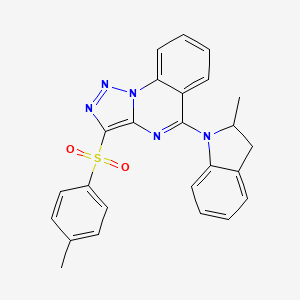molecular formula C25H21N5O2S B2436978 5-(2-methyl-2,3-dihydro-1H-indol-1-yl)-3-[(4-methylphenyl)sulfonyl][1,2,3]triazolo[1,5-a]quinazoline CAS No. 866589-24-4