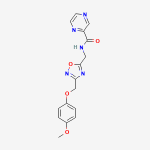 N-((3-((4-methoxyphenoxy)methyl)-1,2,4-oxadiazol-5-yl)methyl)pyrazine-2-carboxamide