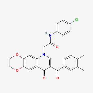 N-(4-chlorophenyl)-2-[8-(3,4-dimethylbenzoyl)-9-oxo-2,3-dihydro-[1,4]dioxino[2,3-g]quinolin-6-yl]acetamide