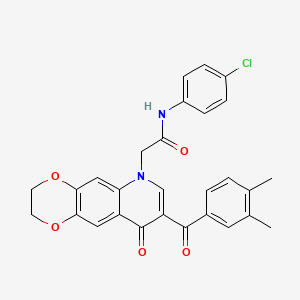 N-(4-chlorophenyl)-2-[8-(3,4-dimethylbenzoyl)-9-oxo-2H,3H,6H,9H-[1,4]dioxino[2,3-g]quinolin-6-yl]acetamide