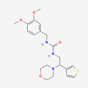 molecular formula C20H27N3O4S B2436997 1-(3,4-Dimethoxybenzyl)-3-(2-morpholino-2-(thiophen-3-yl)ethyl)urea CAS No. 1171751-58-8