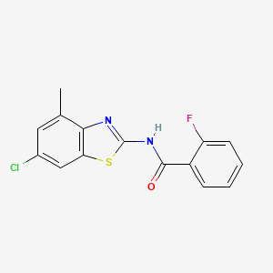 molecular formula C15H10ClFN2OS B2437006 N-(6-氯-4-甲基-1,3-苯并噻唑-2-基)-2-氟苯甲酰胺 CAS No. 912770-30-0