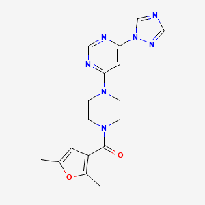 molecular formula C17H19N7O2 B2437012 (4-(6-(1H-1,2,4-triazol-1-yl)pyrimidin-4-yl)piperazin-1-yl)(2,5-dimethylfuran-3-yl)methanone CAS No. 1788557-55-0