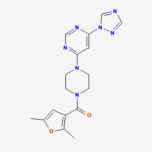 molecular formula C17H19N7O2 B2437012 (4-(6-(1H-1,2,4-トリアゾール-1-イル)ピリミジン-4-イル)ピペラジン-1-イル)(2,5-ジメチルフラン-3-イル)メタノン CAS No. 1788557-55-0