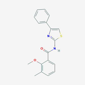 molecular formula C18H16N2O2S B243703 2-methoxy-3-methyl-N-(4-phenyl-1,3-thiazol-2-yl)benzamide 