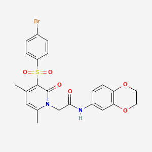molecular formula C23H21BrN2O6S B2437032 2-(3-((4-bromophenyl)sulfonyl)-4,6-dimethyl-2-oxopyridin-1(2H)-yl)-N-(2,3-dihydrobenzo[b][1,4]dioxin-6-yl)acetamide CAS No. 1358743-90-4