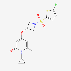 molecular formula C16H17ClN2O4S2 B2437045 4-((1-((5-chlorothiophen-2-yl)sulfonyl)azetidin-3-yl)oxy)-1-cyclopropyl-6-methylpyridin-2(1H)-one CAS No. 2034388-55-9
