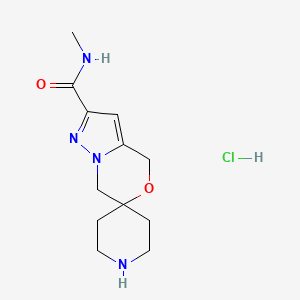 molecular formula C12H19ClN4O2 B2437047 N-Methylspiro[4,7-dihydropyrazolo[5,1-c][1,4]oxazine-6,4'-piperidine]-2-carboxamide;hydrochloride CAS No. 2247107-28-2
