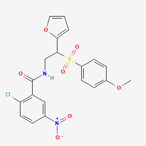 molecular formula C20H17ClN2O7S B2437055 2-氯-N-(2-(呋喃-2-基)-2-((4-甲氧基苯基)磺酰基)乙基)-5-硝基苯甲酰胺 CAS No. 941986-86-3