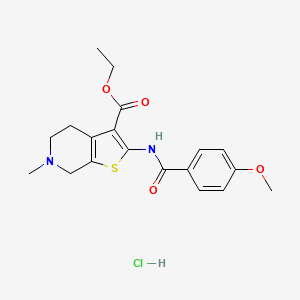 molecular formula C19H23ClN2O4S B2437070 Ethyl 2-(4-methoxybenzamido)-6-methyl-4,5,6,7-tetrahydrothieno[2,3-c]pyridine-3-carboxylate hydrochloride CAS No. 1216689-85-8
