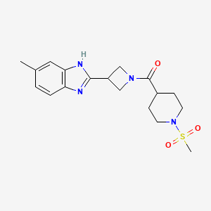 molecular formula C18H24N4O3S B2437072 2-[1-(1-甲磺酰基哌啶-4-羰基)氮杂环丁烷-3-基]-5-甲基-1H-1,3-苯并二氮杂卓 CAS No. 1396800-04-6