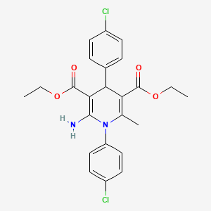 molecular formula C24H24Cl2N2O4 B2437076 2-氨基-1,4-双(4-氯苯基)-6-甲基-4H-吡啶-3,5-二甲酸二乙酯 CAS No. 692287-98-2