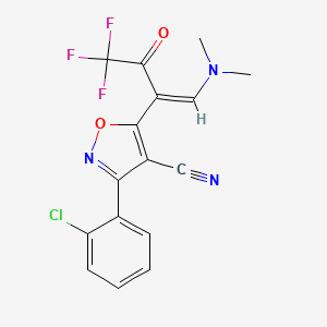 molecular formula C16H11ClF3N3O2 B2437097 3-(2-氯苯基)-5-[(1Z)-1-(二甲氨基)-4,4,4-三氟-3-氧代丁-1-烯-2-基]-1,2-恶唑-4-腈 CAS No. 339106-73-9