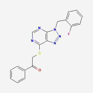 molecular formula C19H14FN5OS B2437099 2-((3-(2-fluorobenzyl)-3H-[1,2,3]triazolo[4,5-d]pyrimidin-7-yl)thio)-1-phenylethanone CAS No. 896678-28-7