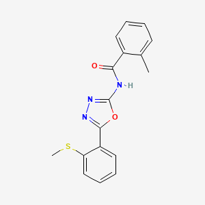 2-methyl-N-[5-(2-methylsulfanylphenyl)-1,3,4-oxadiazol-2-yl]benzamide