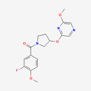 molecular formula C17H18FN3O4 B2437110 (3-Fluoro-4-methoxyphenyl)(3-((6-methoxypyrazin-2-yl)oxy)pyrrolidin-1-yl)methanone CAS No. 2034334-07-9