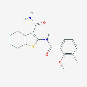 molecular formula C18H20N2O3S B243712 2-[(2-Methoxy-3-methylbenzoyl)amino]-4,5,6,7-tetrahydro-1-benzothiophene-3-carboxamide 