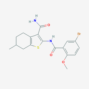 molecular formula C18H19BrN2O3S B243713 2-[(5-Bromo-2-methoxybenzoyl)amino]-6-methyl-4,5,6,7-tetrahydro-1-benzothiophene-3-carboxamide 
