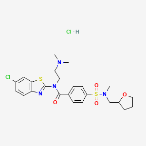 molecular formula C24H30Cl2N4O4S2 B2437139 N-(6-chlorobenzo[d]thiazol-2-yl)-N-(2-(dimethylamino)ethyl)-4-(N-methyl-N-((tetrahydrofuran-2-yl)methyl)sulfamoyl)benzamide hydrochloride CAS No. 1321757-86-1