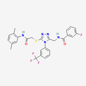 N-((5-((2-((2,5-dimethylphenyl)amino)-2-oxoethyl)thio)-4-(3-(trifluoromethyl)phenyl)-4H-1,2,4-triazol-3-yl)methyl)-3-fluorobenzamide