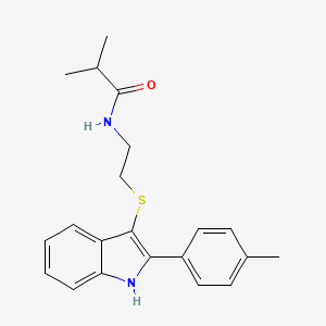 molecular formula C21H24N2OS B2437168 N-(2-((2-(p-tolyl)-1H-indol-3-yl)thio)ethyl)isobutyramide CAS No. 850917-17-8
