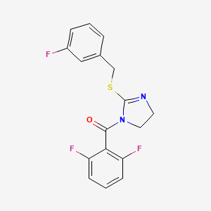 molecular formula C17H13F3N2OS B2437174 (2,6-二氟苯基)(2-((3-氟苄基)硫代)-4,5-二氢-1H-咪唑-1-基)甲苯酮 CAS No. 851865-13-9